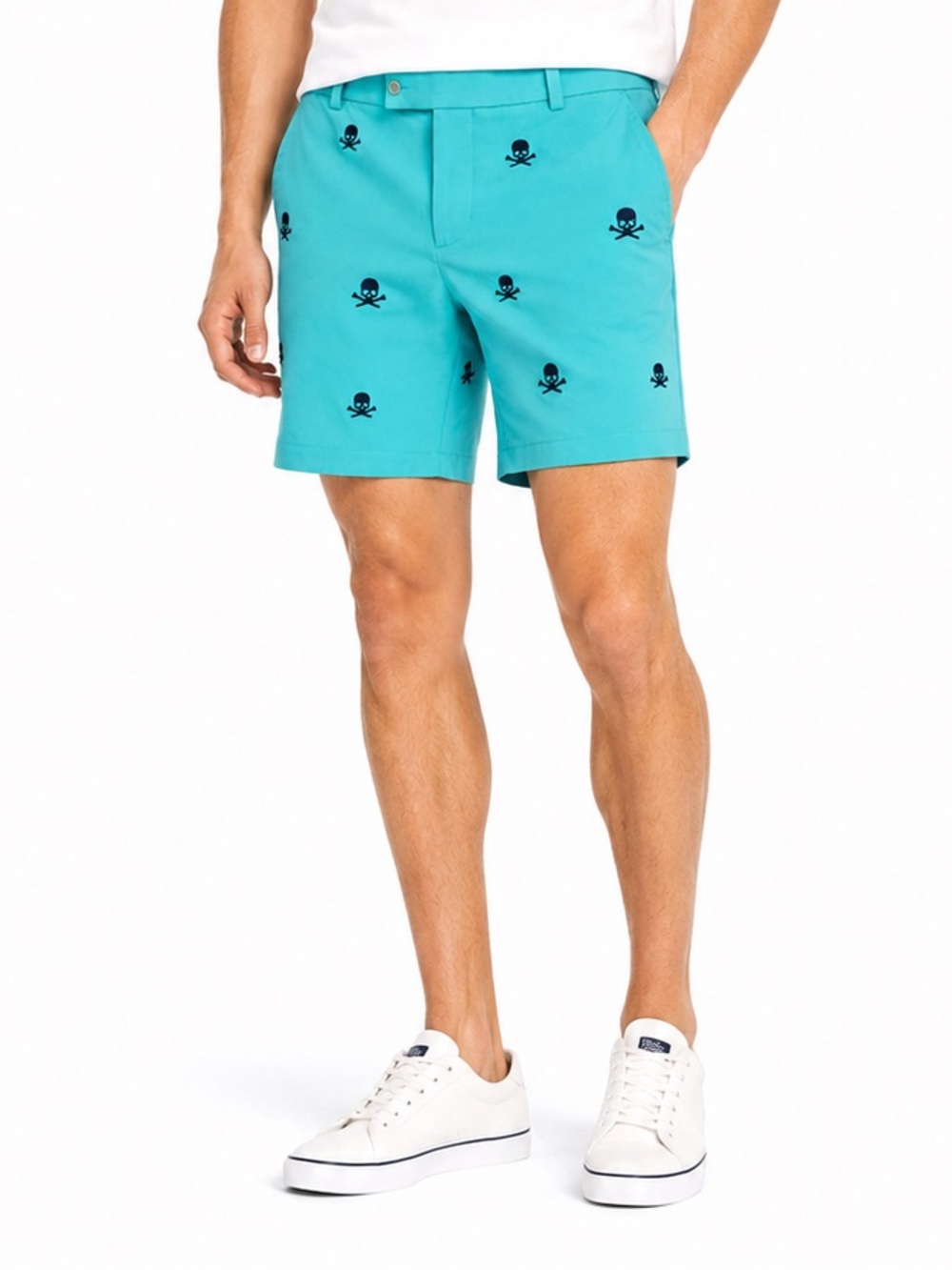 G/FORE Skull Golf Shorts 34 Turquoise Embroidered Performance Stretch CMB3008